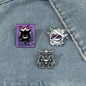 3 pc black white purple monster enamel brooch pin backpack denim hat bag clothes
